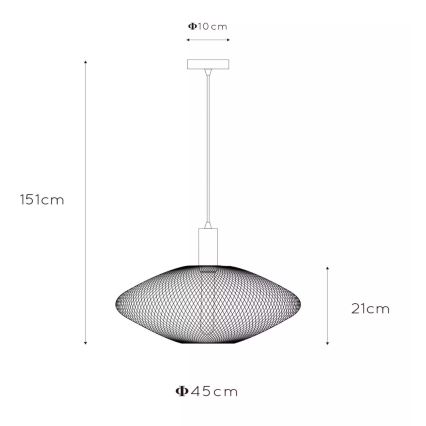 Lucide 21423/45/02 - Lestenec na vrvici MESH 1xE27/40W/230V