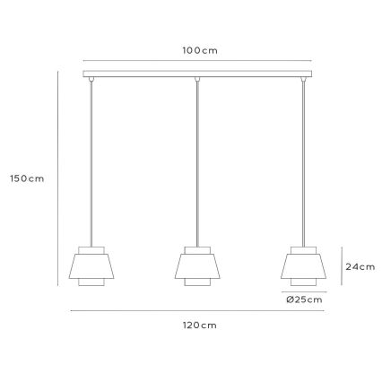 Lucide 21435/03/38 - Lestenec na vrvici TRIBUTE 3xE27/40W/230V krem barva