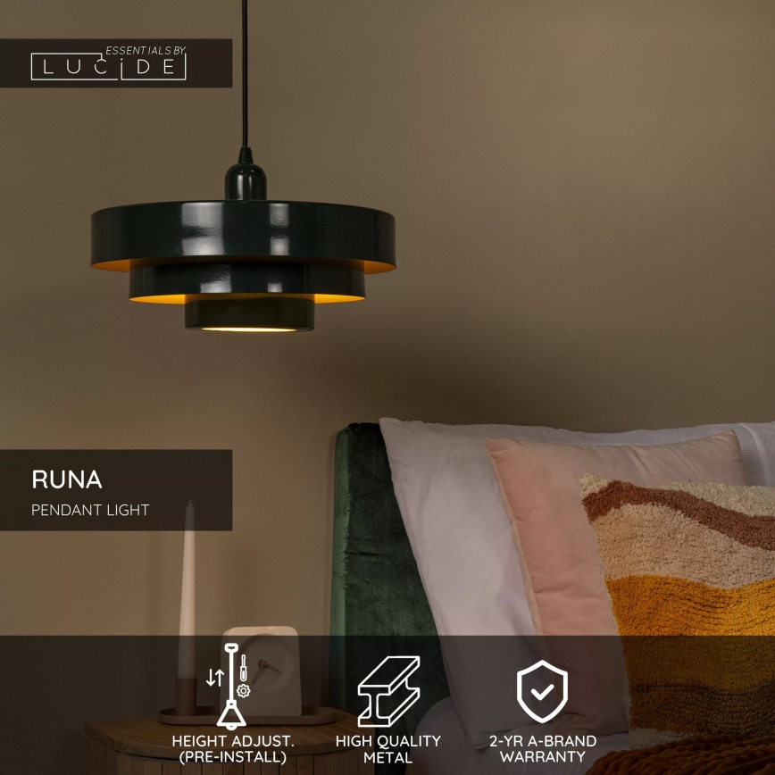 Lucide 21443/35/33 - Viseča svetilka na kablu RUNA 1xE27/40W/230V zelena