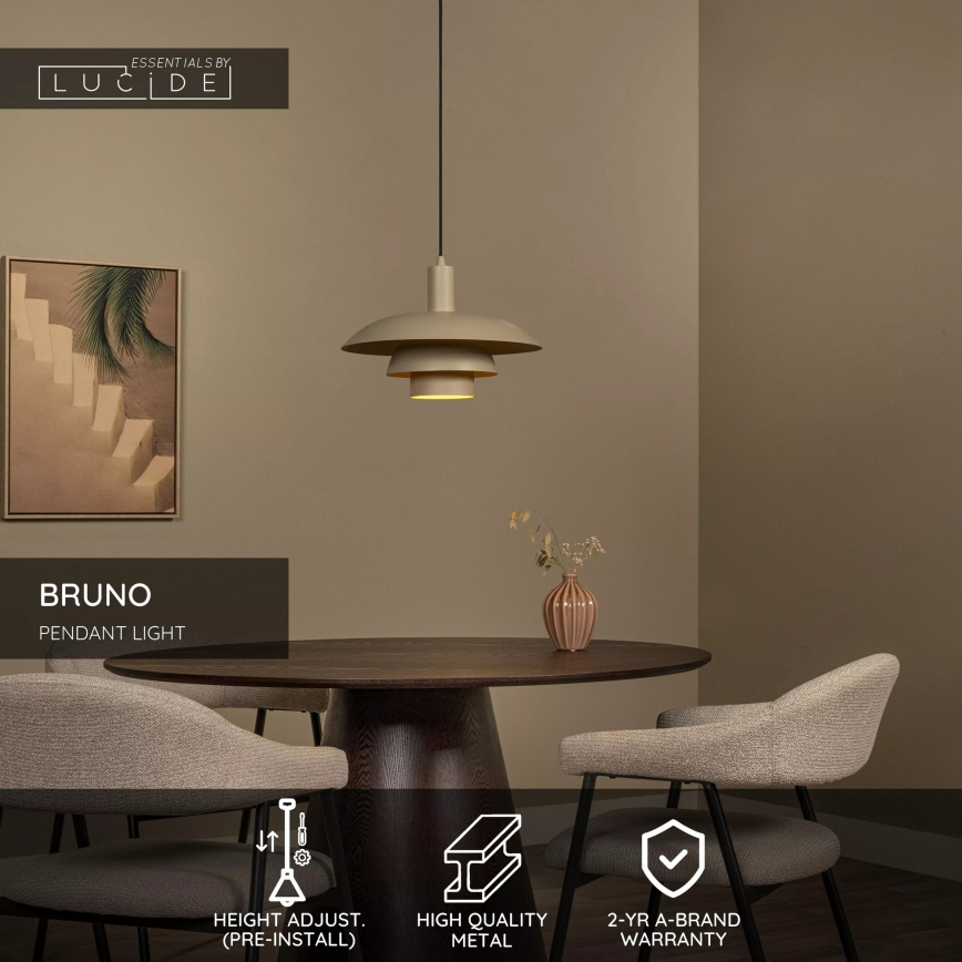 Lucide 21444/38/41 - Lestenec na kablu BRUNO 1xE27/40W/230V bež