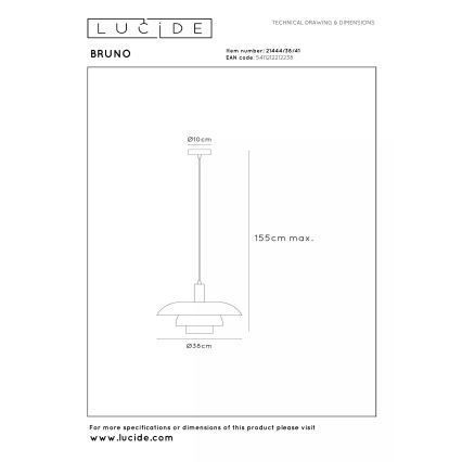 Lucide 21444/38/41 - Lestenec na kablu BRUNO 1xE27/40W/230V bež