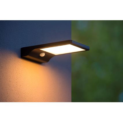 Lucide 22862/04/30 - LED Solarna stenska svetilka s senzorjem BASIC LED/3W/1,2V IP44 2000 mAh