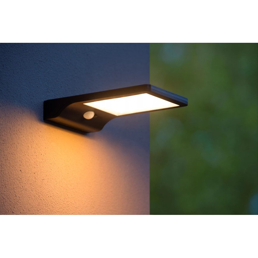 Lucide 22862/04/30 - LED Solarna stenska svetilka s senzorjem BASIC LED/3W/1,2V IP44 2000 mAh