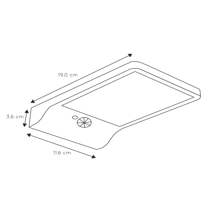Lucide 22862/04/30 - LED Solarna stenska svetilka s senzorjem BASIC LED/3W/1,2V IP44 2000 mAh