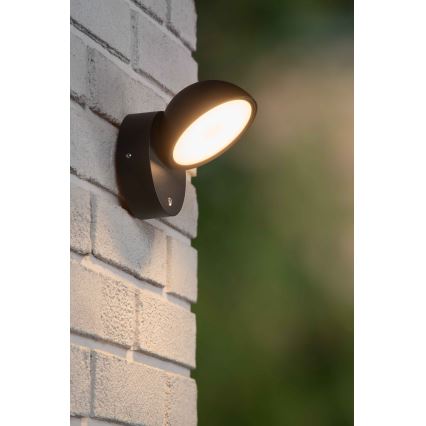 Lucide 22865/12/30 - LED Zunanja stenska svetilka s senzorjem za mrak FINN LED/12W/230V IP54 črna