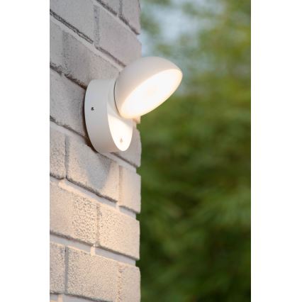 Lucide 22865/12/31 - LED Zunanja stenska svetilka s senzorjem za mrak FINN LED/12W/230V IP54 bela