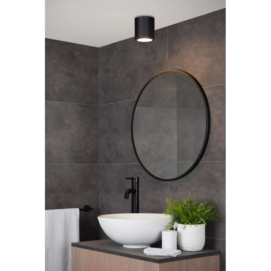 Lucide 22962/01/30 - Stropna svetilka za kopalnico AVEN 1xGU10/50W/230V, premer 9 cm, IP65, črna