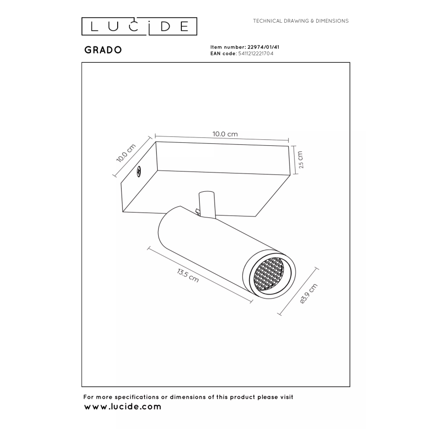 Lucide 22974/01/41 - Usmerjena svetilka GRADO 1xGU10/40W/230V bežna
