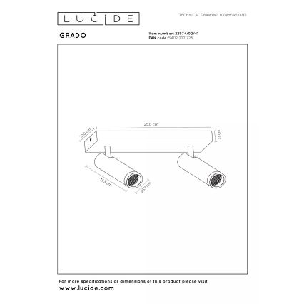 Lucide 22974/02/41 - Smerna svetilka GRADO 2xGU10/8W/230V bež