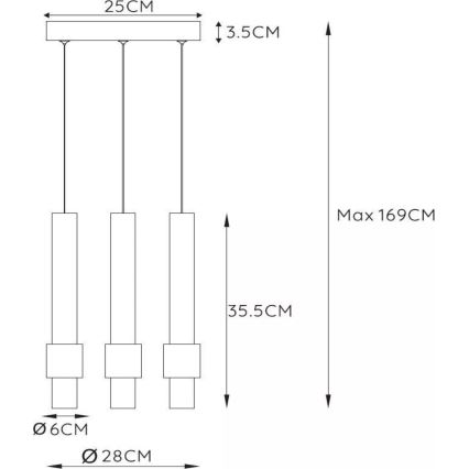 Lucide 24402/15/96 - LED Zatemnitveni lestenec na vrvici MARGARY 3xLED/4W/230V medenina