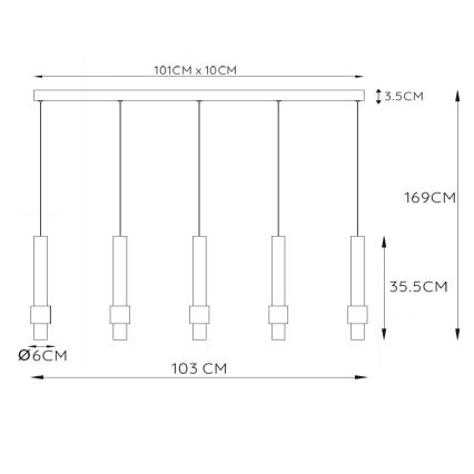 Lucide 24402/30/30 - LED Zatemnitveni lestenec na vrvici MARGARY 5xLED/4,2W/230V črna