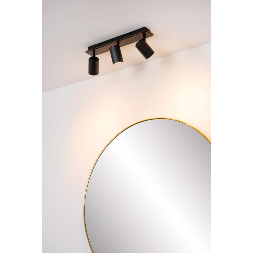 Lucide 26958/15/30 - LED Zatemnitvena kopalnica Reflektor LENNERT 3xGU10/5W/230V IP44 črna