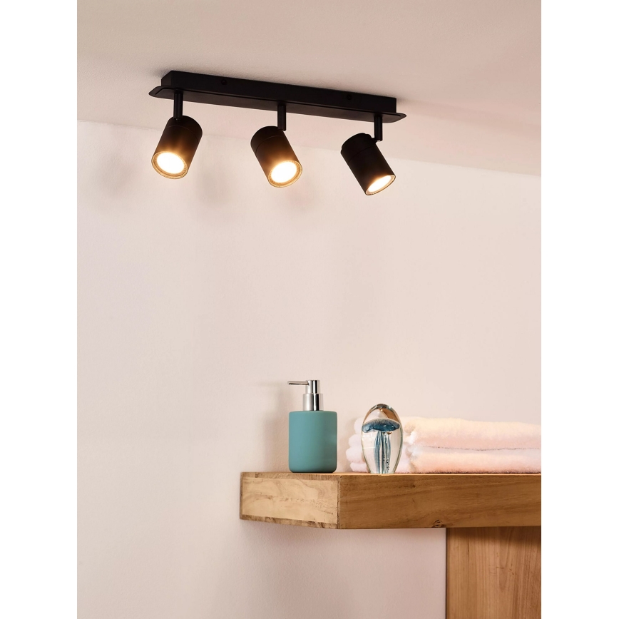 Lucide 26958/15/30 - LED Zatemnitvena kopalnica Reflektor LENNERT 3xGU10/5W/230V IP44 črna