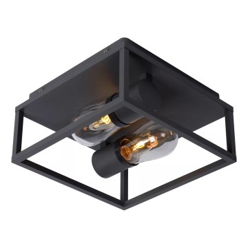 Lucide 27100/02/30 - Kopalniška stropna svetilka CARLYN 2xE14/6W/230V IP54 črna