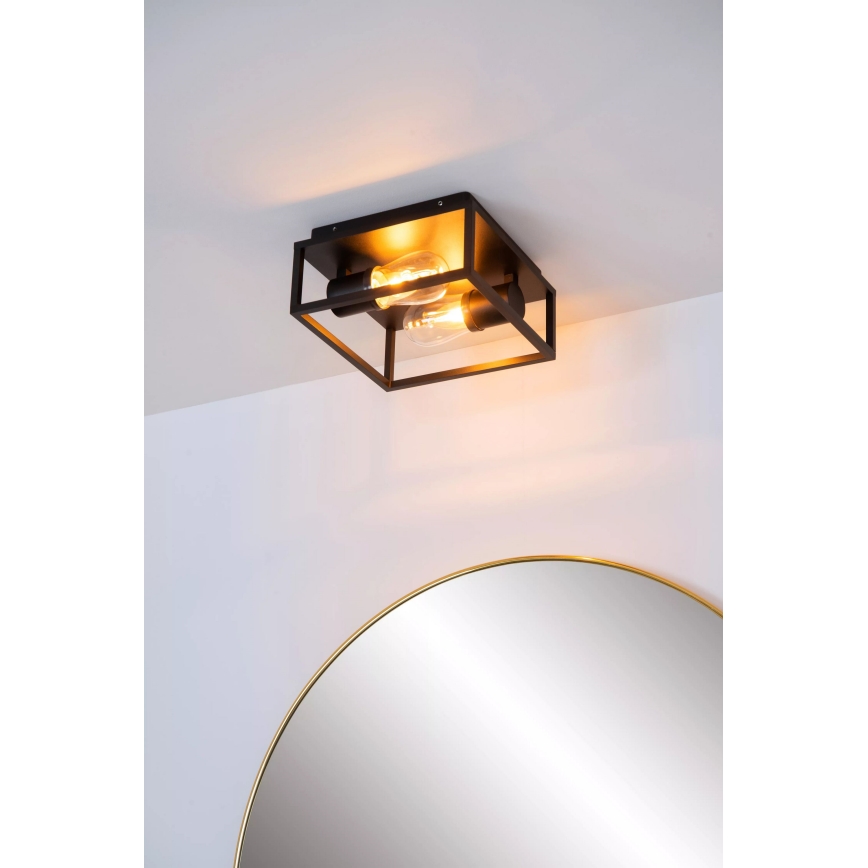Lucide 27100/02/30 - Kopalniška stropna svetilka CARLYN 2xE14/6W/230V IP54 črna