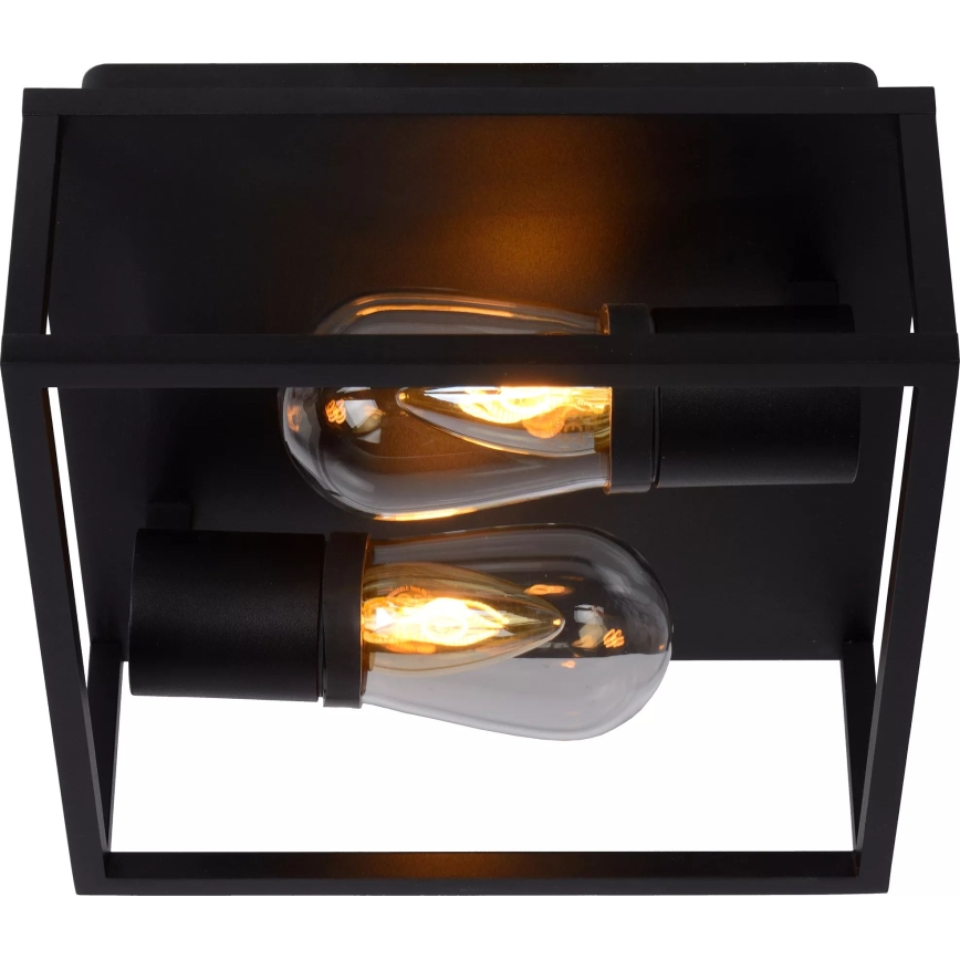 Lucide 27100/02/30 - Kopalniška stropna svetilka CARLYN 2xE14/6W/230V IP54 črna