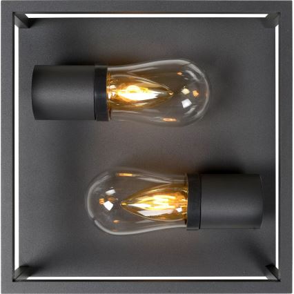 Lucide 27100/02/30 - Kopalniška stropna svetilka CARLYN 2xE14/6W/230V IP54 črna