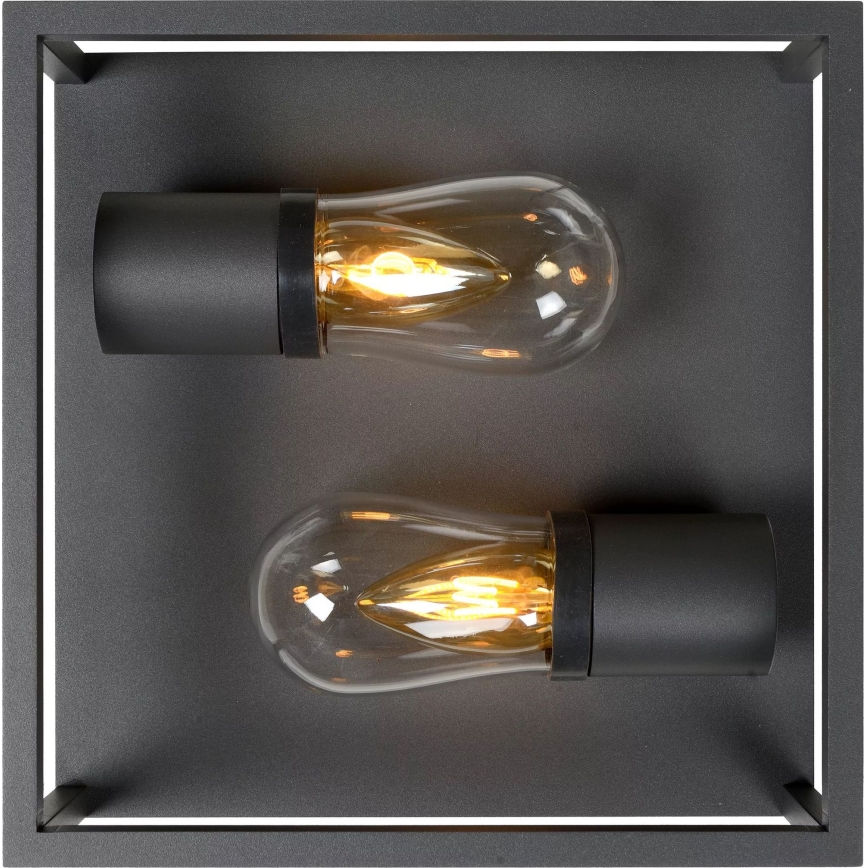 Lucide 27100/02/30 - Kopalniška stropna svetilka CARLYN 2xE14/6W/230V IP54 črna