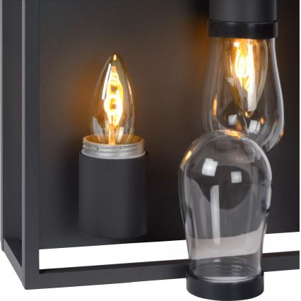 Lucide 27100/02/30 - Kopalniška stropna svetilka CARLYN 2xE14/6W/230V IP54 črna