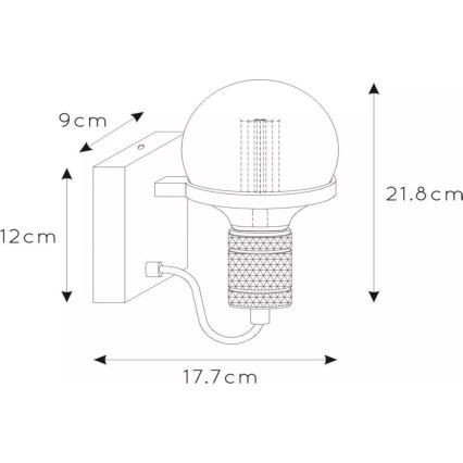 Lucide 30271/01/30 - Stenska svetilka OTTELIEN 1xE27/60W/230V črna