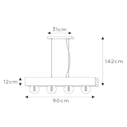 Lucide 30474/04/30 - Lestenec na vrvici SURTUS 4xE27/60W/230V