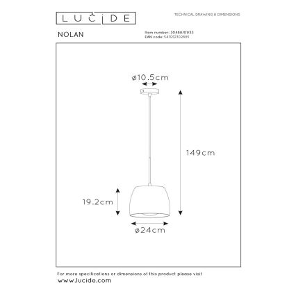 Lucide 30488/01/33 - Lestenec na vrvici NOLAN 1xE27/40W/230V zelen