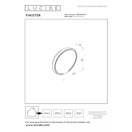 Lucide 33814/06/97 - LED zunanja stenska svetilka FINISTER LED/6W/230V IP54