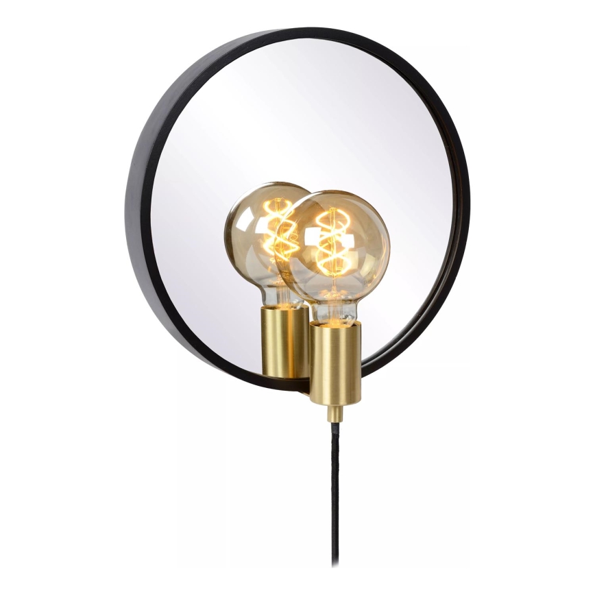 Lucide 36213/31/30 - Stenska svetilka s ogledalo REFLEX 1xE27/25W/230V črna