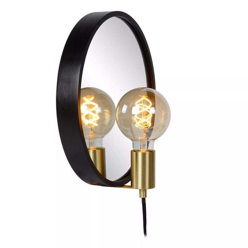 Lucide 36213/31/30 - Stenska svetilka s ogledalo REFLEX 1xE27/25W/230V črna