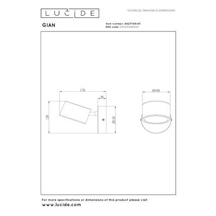 Lucide 44217/08/41 - LED zatemnjivo stensko točkovno svetilo GIAN LED/9W/230V bež