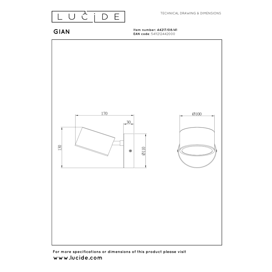 Lucide 44217/08/41 - LED zatemnjivo stensko točkovno svetilo GIAN LED/9W/230V bež