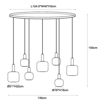Lucide 45405/07/30 - Lestenec na vrvici ELOISE 7xE27/40W/230V črna