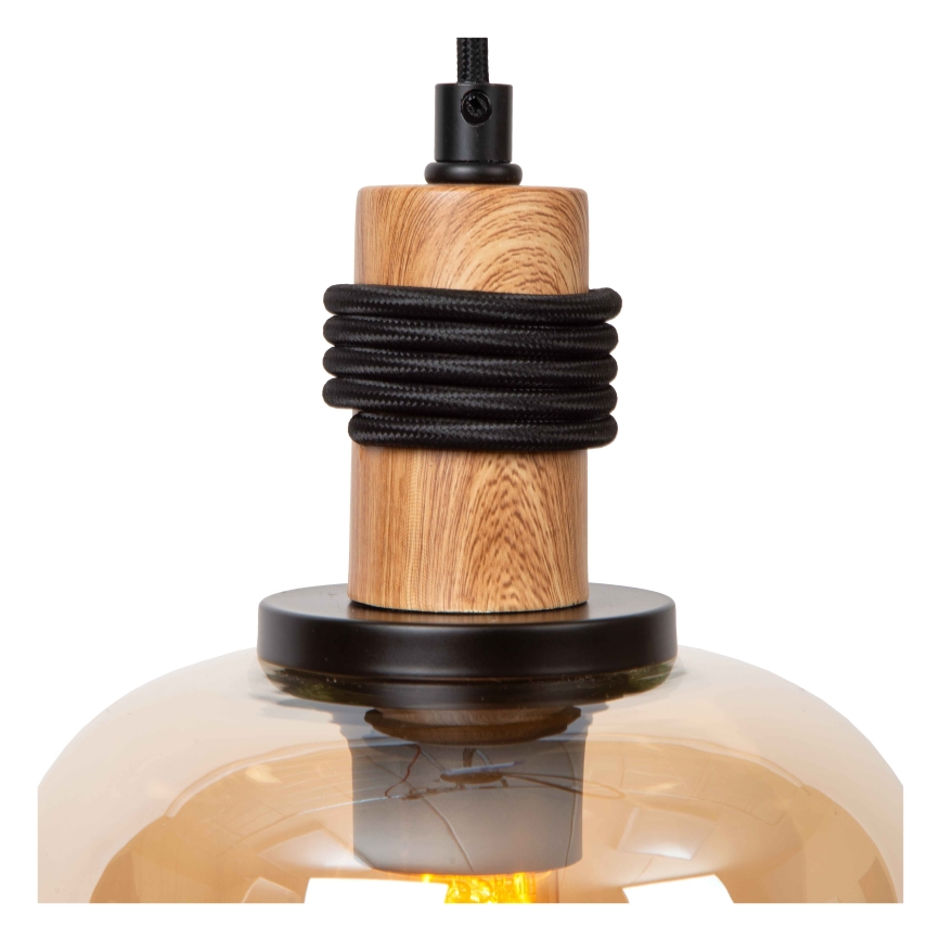 Lucide 45408/03/62 - Lestenec na vrvici ILONA 3xE27/40W/230V črna/bež