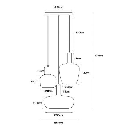 Lucide 45408/13/99 - Lestenec na vrvici ILONA 3xE27/40W/230V črna/bež