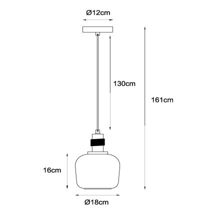 Lucide 45408/18/62 - Lestenec na vrvici ILONA 1xE27/40W/230V pr. 18 cm črna/bež