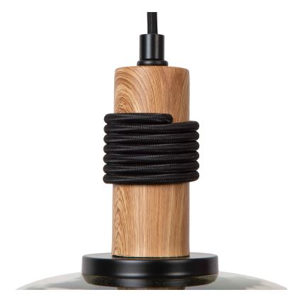 Lucide 45408/22/62 - Lestenec na vrvici ILONA 1xE27/40W/230V pr. 22 cm črna/bež