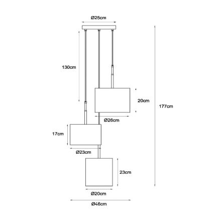 Lucide 45409/13/38 - Lestenec na vrvici MAYA 3xE27/40W/230V krem barva