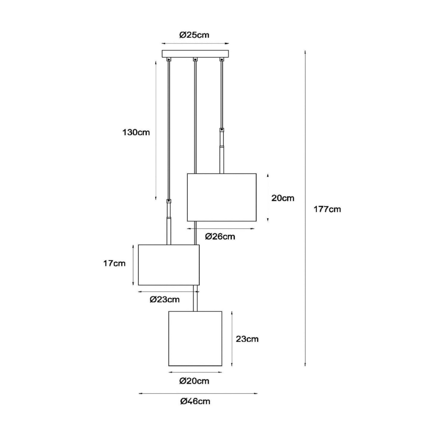 Lucide 45409/13/38 - Lestenec na vrvici MAYA 3xE27/40W/230V krem barva