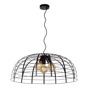 Lucide 45449/76/30 - Lestenec na vrvici ELODIE 3xE27/40W/230V črn