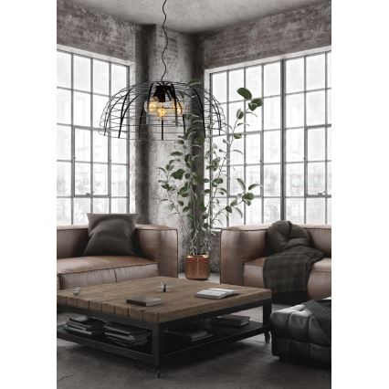 Lucide 45449/76/30 - Lestenec na vrvici ELODIE 3xE27/40W/230V črn