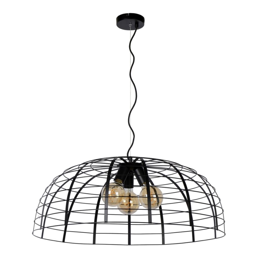 Lucide 45449/76/30 - Lestenec na vrvici ELODIE 3xE27/40W/230V črn