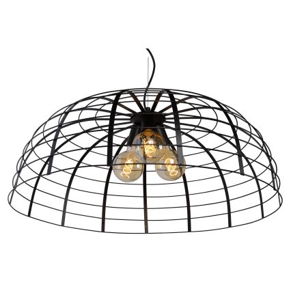 Lucide 45449/76/30 - Lestenec na vrvici ELODIE 3xE27/40W/230V črn