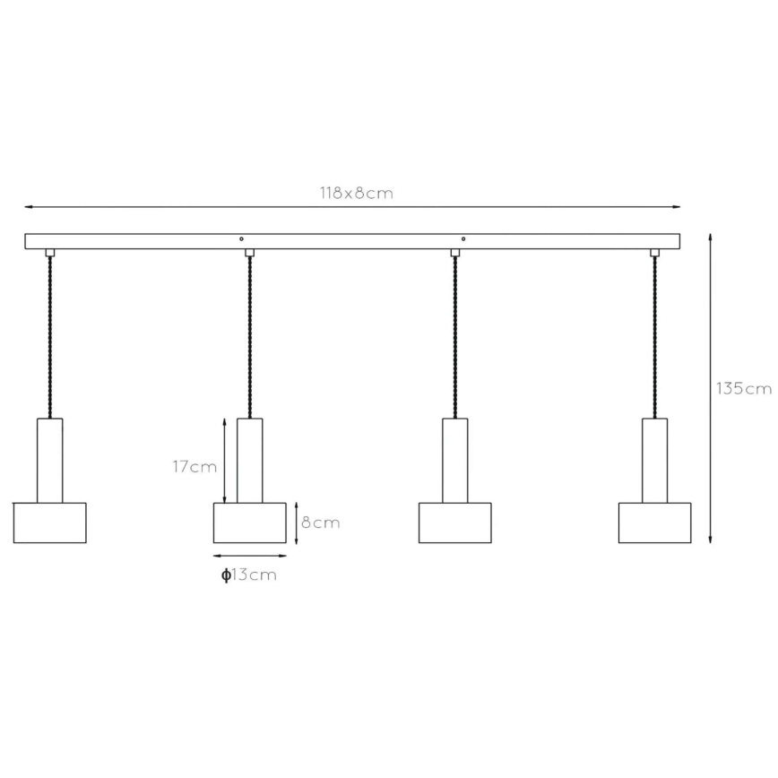 Lucide 45471/04/30 - Lestenec na vrvici TEUN 4xE27/40W/230V