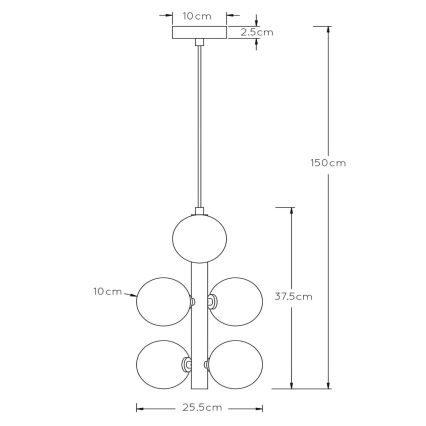 Lucide 45474/06/30 - Lestenec na vrvici TYCHO 6xG9/28W/230V črna