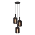 Lucide 45492/13/36 - Lestenec na vrvici RAFAL 3xE27/40W/230V črna/siva