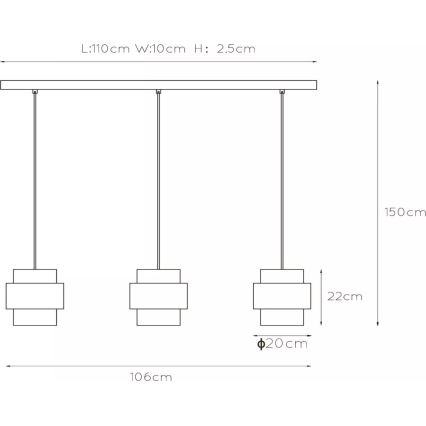 Lucide 45497/03/02 - Lestenec na vrvici FIRMIN 3xE27/40W/230V zlata