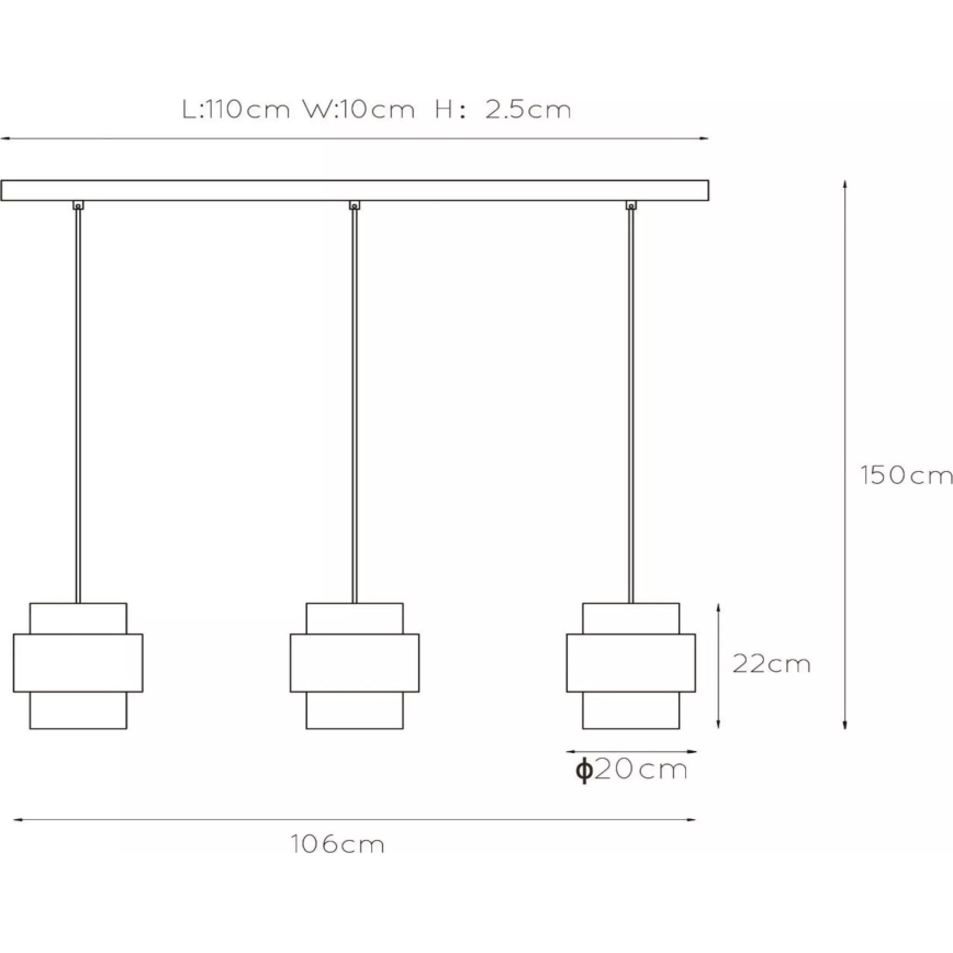 Lucide 45497/03/02 - Lestenec na vrvici FIRMIN 3xE27/40W/230V zlata