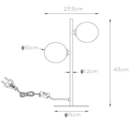 Lucide 45574/02/30 - Namizna svetilka TYCHO 2xG9/28W/230V črna