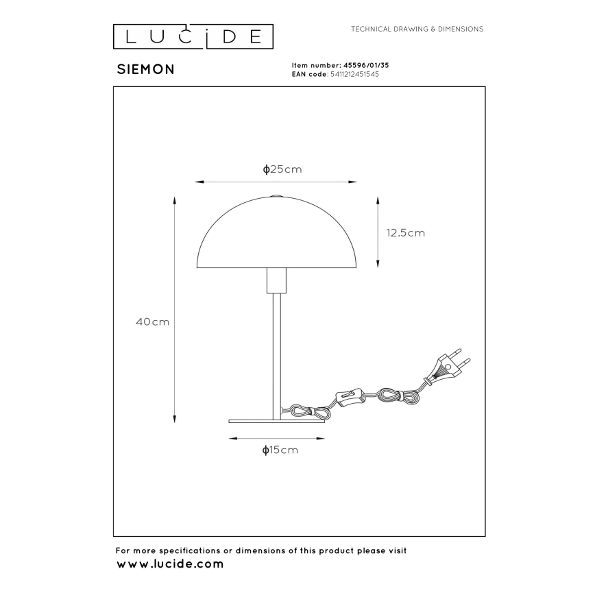 Lucide 45596/01/35 - Namizna svetilka SIEMON 1xE14/25W/230V modra