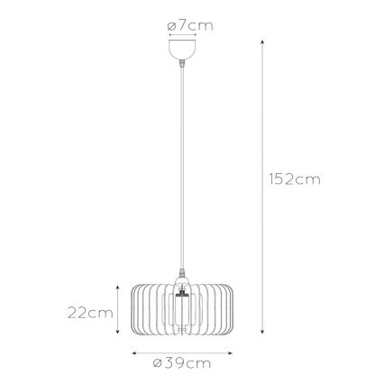 Lucide 46406/39/76 - Lestenec na vrvici ETTA 1xE27/40W/230V pr. 39 cm les